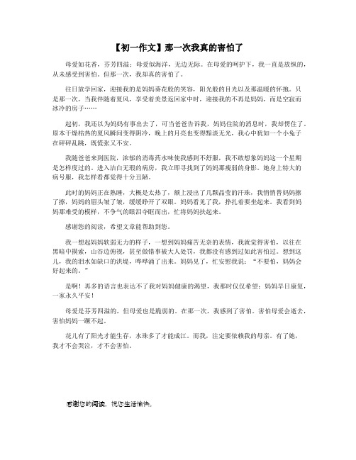 【初一作文】那一次我真的害怕了