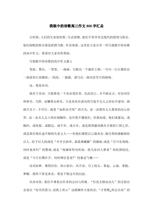我眼中的诗歌高三作文800字汇总