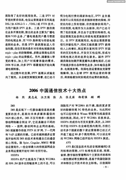 2006中国通信技术十大热点