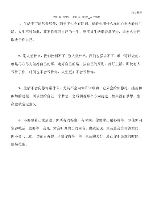 做好自己的事,走好自己的路_人生感悟