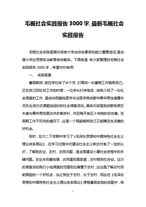 毛概社会实践报告3000字_最新毛概社会实践报告