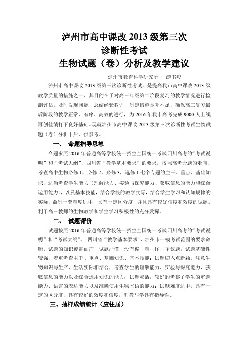泸州市高中课改2013级第三次