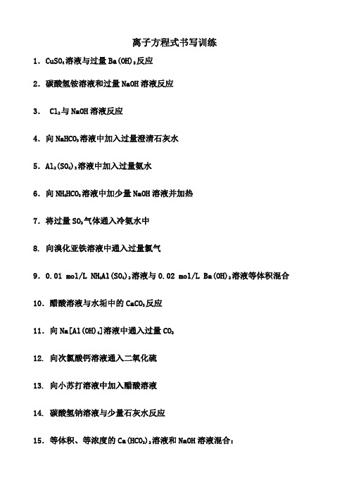 高中化学 易错离子方程式书写