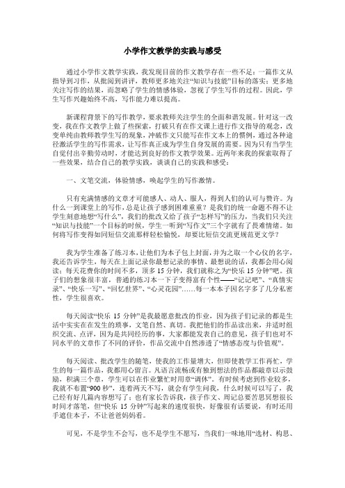 小学作文教学的实践与感受