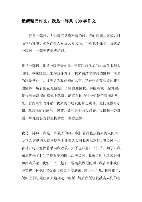 最新精品作文：我是一阵风_800字作文-精选作文