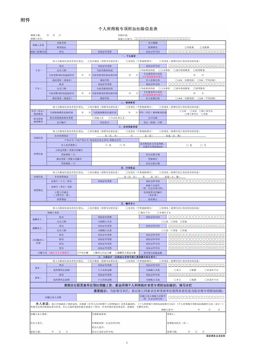 2018高清版个税专项附加扣除信息表及填表说明