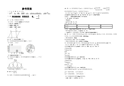 2013中考数学模拟试题答案