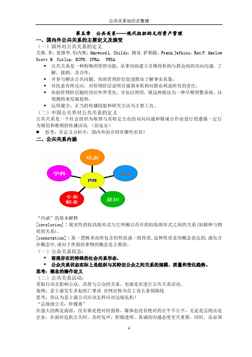 公共关系知识点培训教材