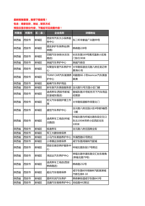 新版陕西省西安市新城区汽车保养企业公司商家户名录单联系方式地址大全29家
