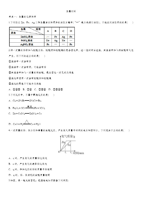 2020届九年级中考化学一轮复习知识点总结练习卷：金属材料