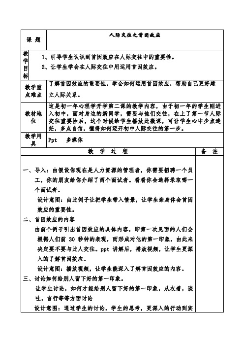 心理健康 微课教学设计 (2)