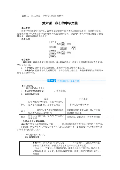 2022届高中政治：3.3.6 我们的中华文化