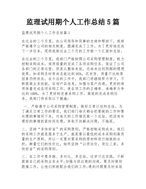 监理试用期个人工作总结5篇