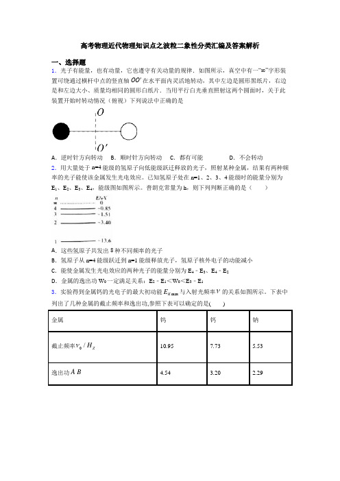 高考物理近代物理知识点之波粒二象性分类汇编及答案解析