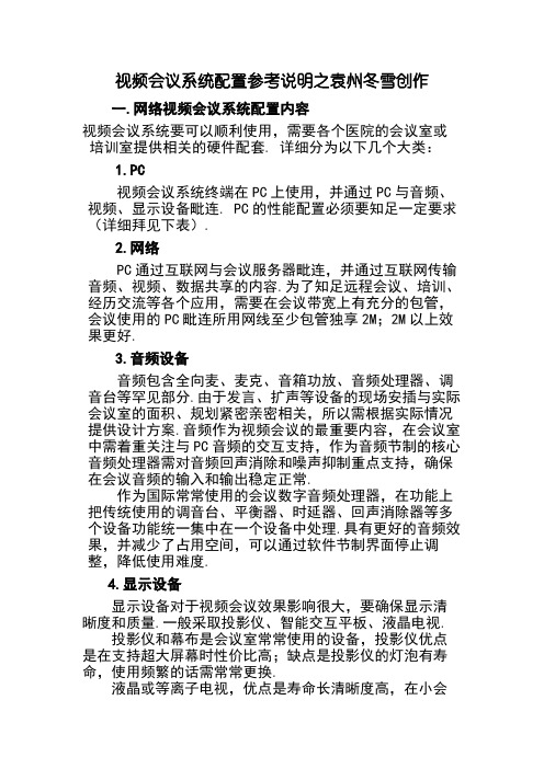 视频会议系统配置参考说明