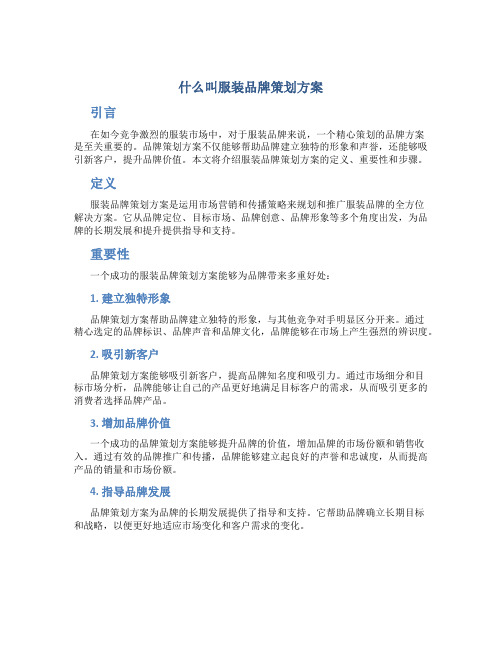 什么叫服装品牌策划方案