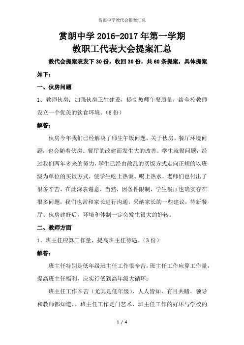 赏郎中学教代会提案汇总