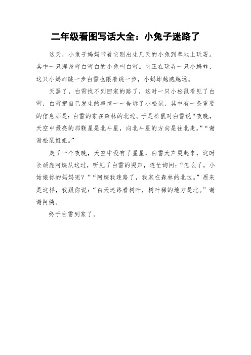 二年级看图写话大全：小兔子迷路了_作文
