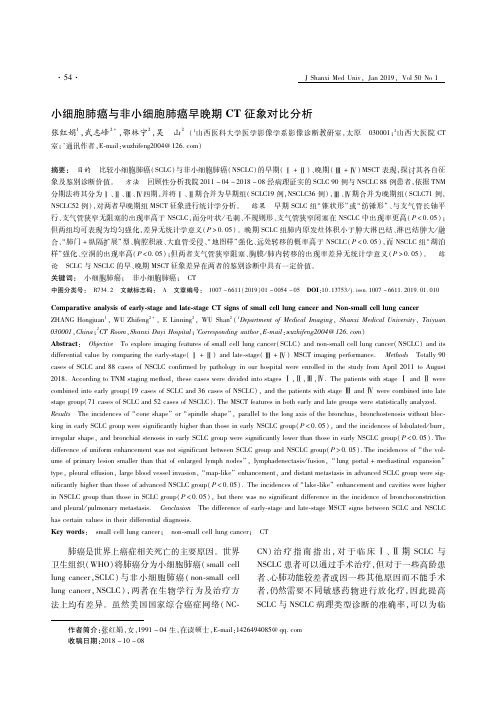 小细胞肺癌与非小细胞肺癌早晚期CT征象对比分析