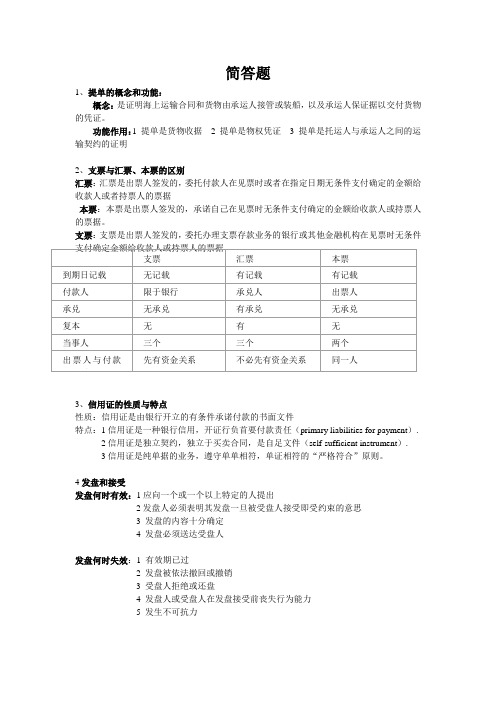 进出口实务重点总结