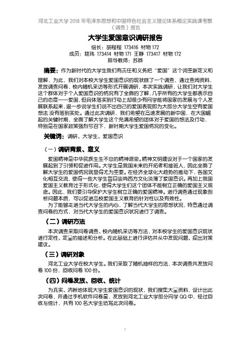 大学生爱国意识调研报告最终版
