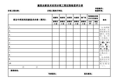 新技术示范工程过程检查评分表