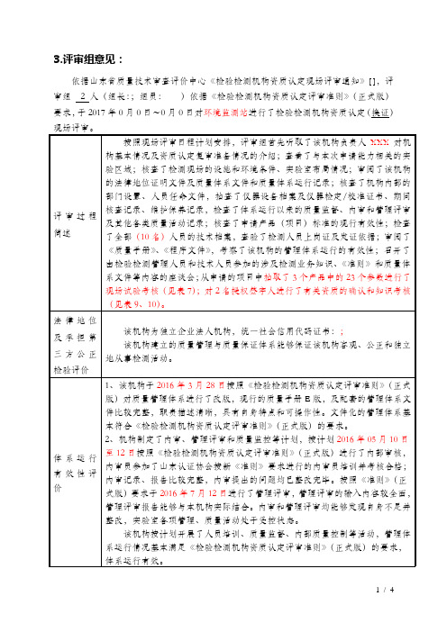 评审组意见(模板)