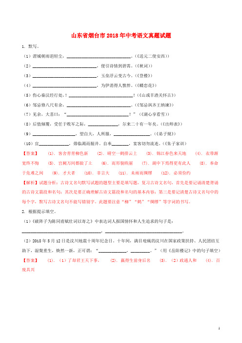 山东省烟台市中考语文真题试题(含解析)