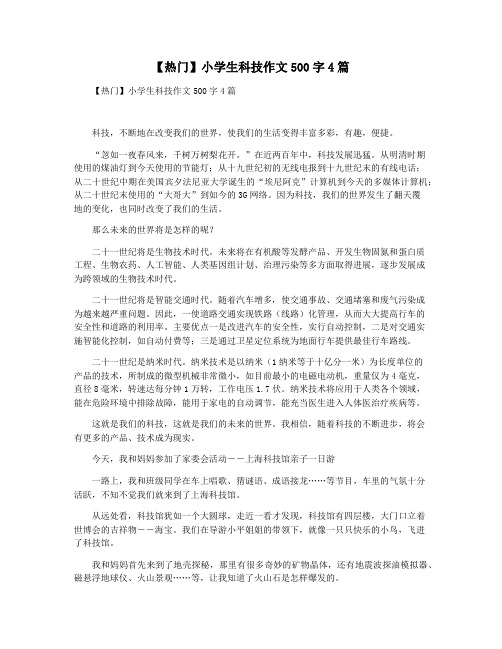 【热门】小学生科技作文500字4篇