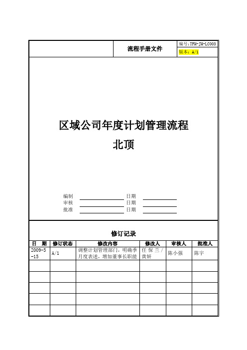 房地产公司管控流程之LC003区域公司年度计划管理流程(北顶)