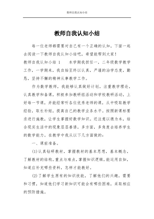 教师自我认知小结