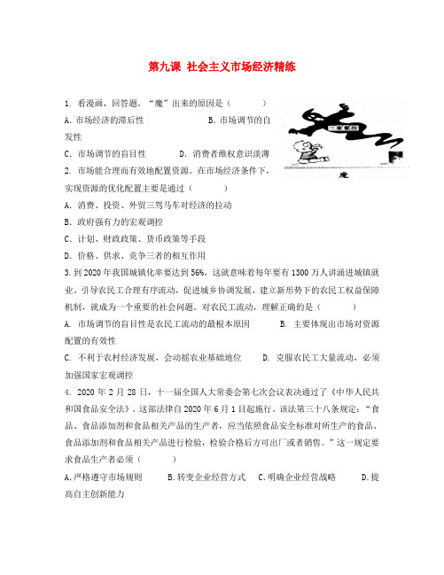 高中政治 第九课 社会主义市场经济课时训练 新人教版必修1