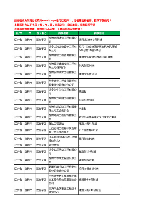 2020新版辽宁省盘锦市双台子区建筑工程工商企业公司商家名录名单联系电话号码地址大全76家