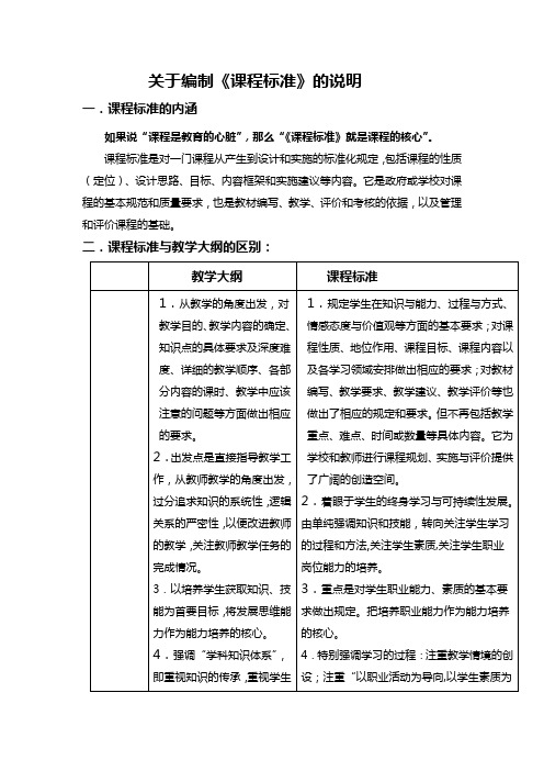 关于编制《课程标准》的说明