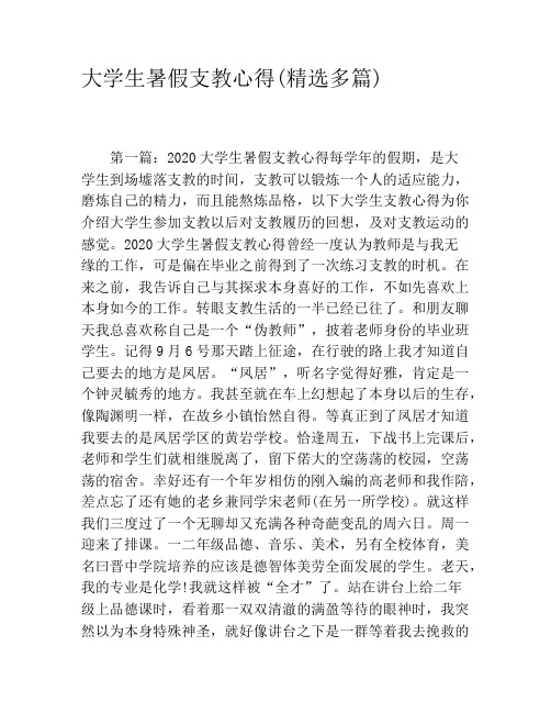 大学生暑假支教心得(精选多篇)