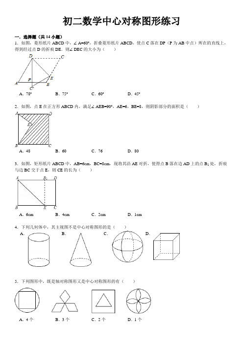 初二数学中心对称图形练习