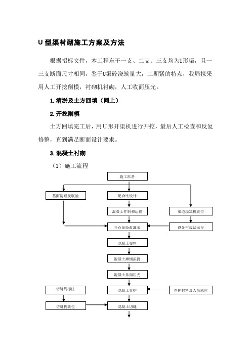 U型渠衬砌施工方案及方法