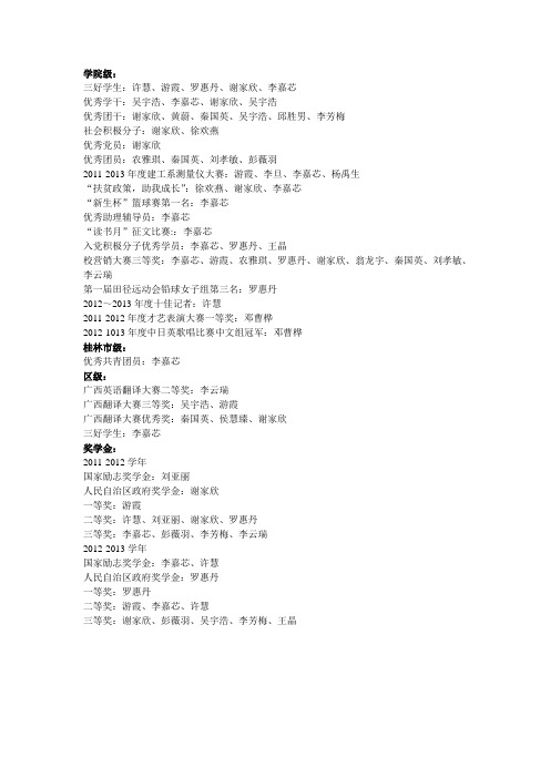 奖项统计表