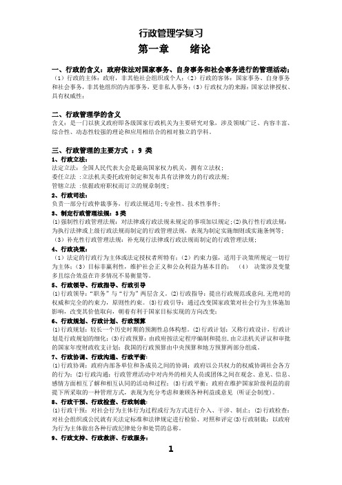 行政管理学复习资料资料