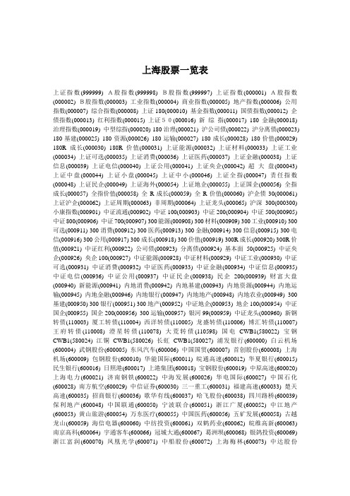上海股票一览表分析