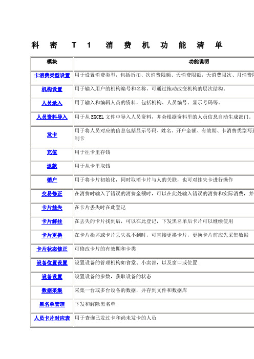 科密T消费机功能及使用说明