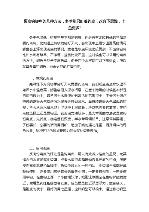 离底钓鲫鱼的几种方法，冬季别只盯着钓底，改变下思路，上鱼更多!