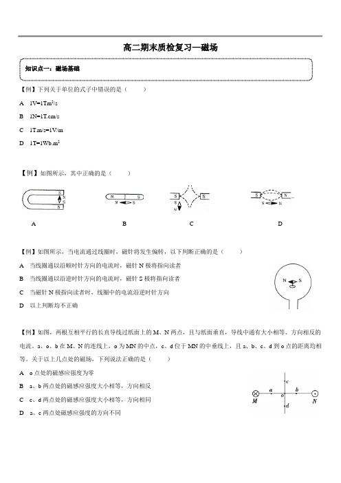 高二期末质检复习—磁场、复合场