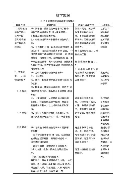 动物细胞培养和核移植技术教案(精品).doc