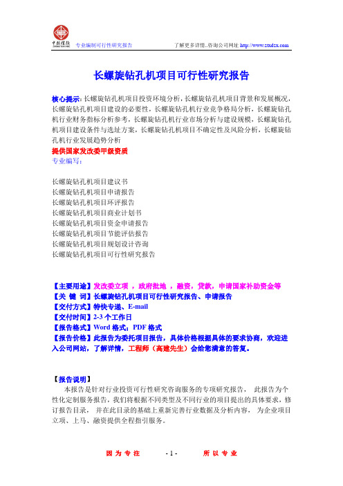 长螺旋钻孔机项目可行性研究报告