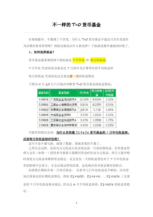 不一样的T+0货币基金