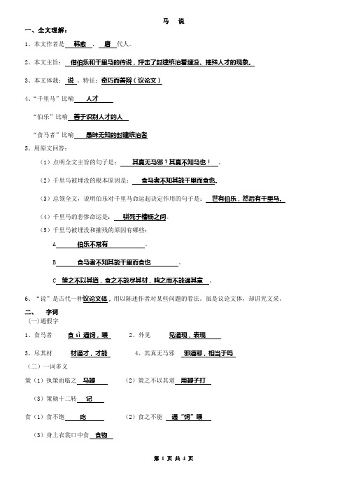 《马说》知识点归纳