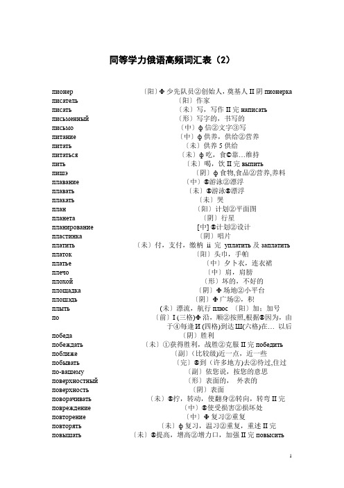 同等学力俄语高频词汇表(2)