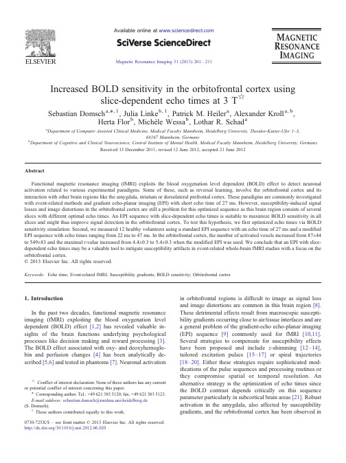 Domsch2013_Increased BOLD sensitivity in the orbitofrontal cortex