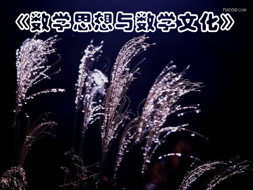 数学思想与数学文化——第一讲 数学是什么